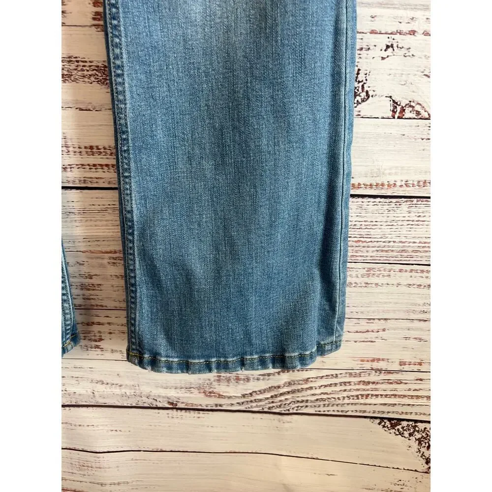 AREOPOSTALE HIGH RISE FLARE LEG JEANS MEDIUM LIGHT BLUE SIZE 8